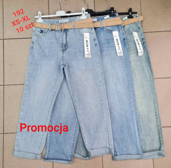Spodnie damskie jeans Roz XS-XL, 1 Kolor Paczka 10 szt